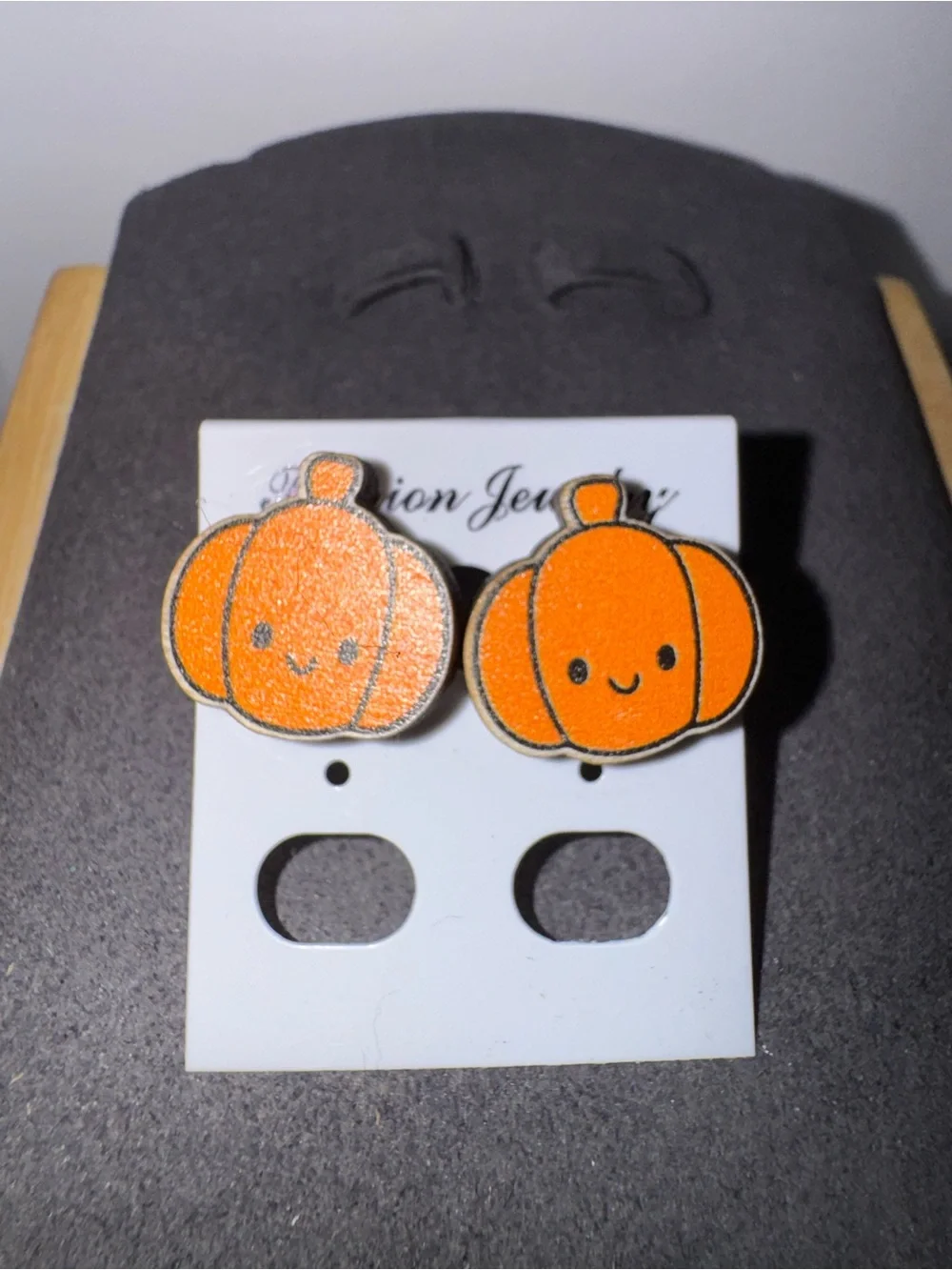 Kids Orange Pumpkin Stud Earrings - Cute Halloween Accessories